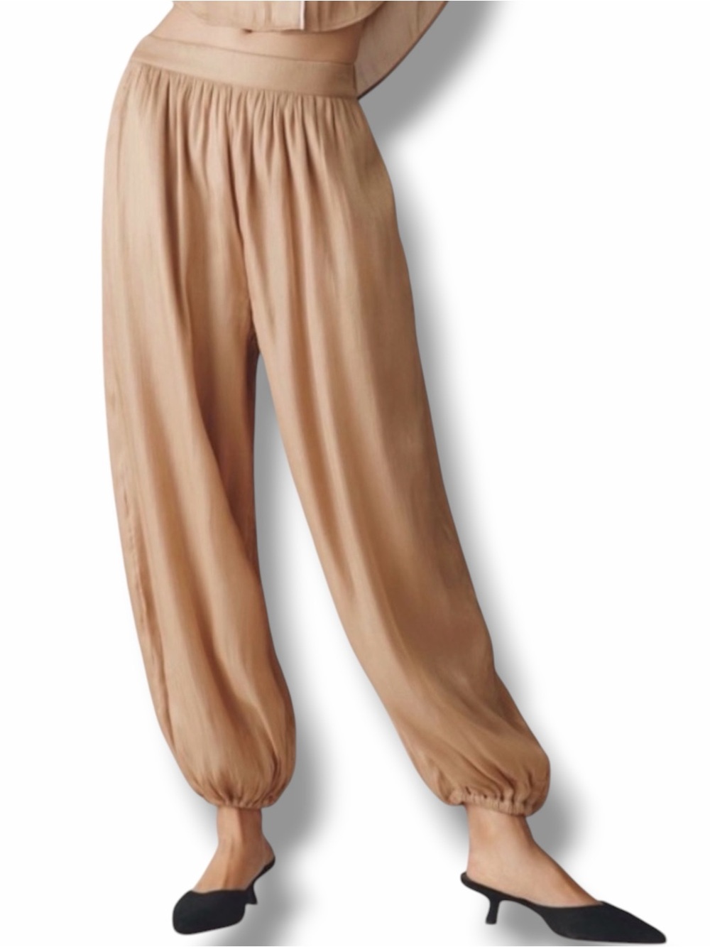 Anthropologie Maeve Shiny Gold Balloon Harem Pants Size Large